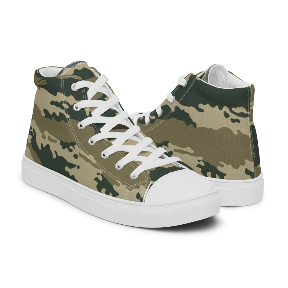 Russian Kamysh ANA Green Tiger CAMO Men’s high top canvas shoes - Mens High Top Canvas Shoes