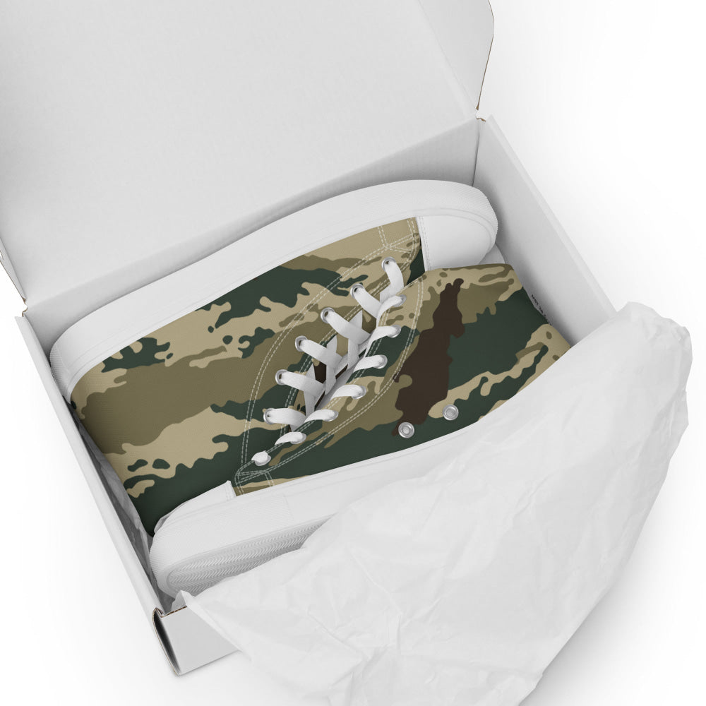 Russian Kamysh ANA Green Tiger CAMO Men’s high top canvas shoes - Mens High Top Canvas Shoes