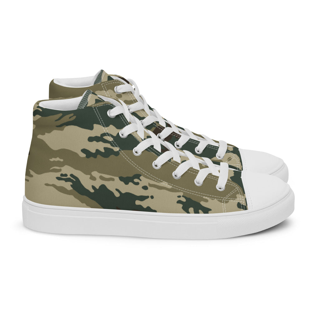 Russian Kamysh ANA Green Tiger CAMO Men’s high top canvas shoes - Mens High Top Canvas Shoes