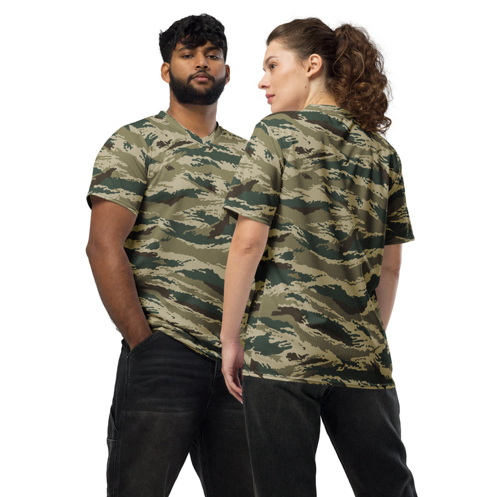 Russian Kamysh ANA Green Tiger CAMO unisex sports jersey - 2XS - Unisex Sports Jersey