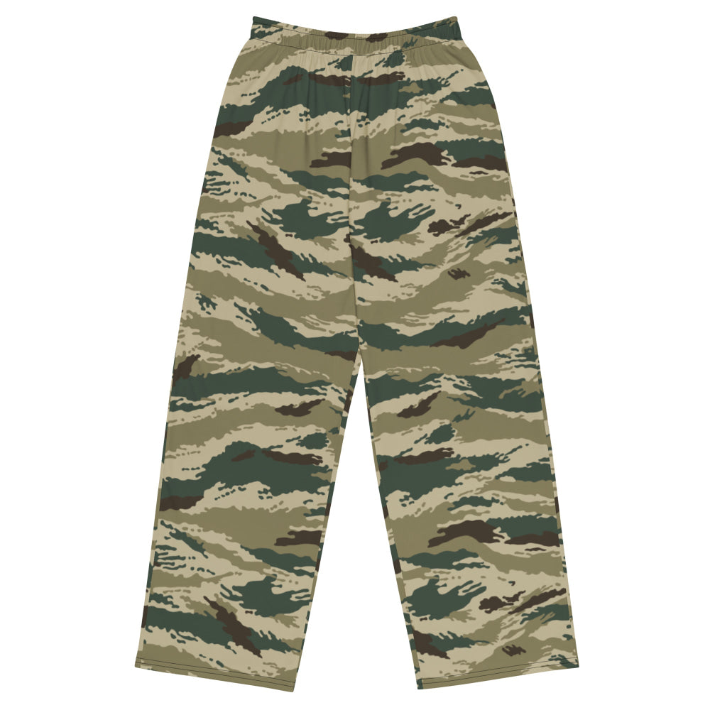 Russian Kamysh ANA Green Tiger CAMO unisex wide-leg pants - 2XS - Unisex Wide-Leg Pants