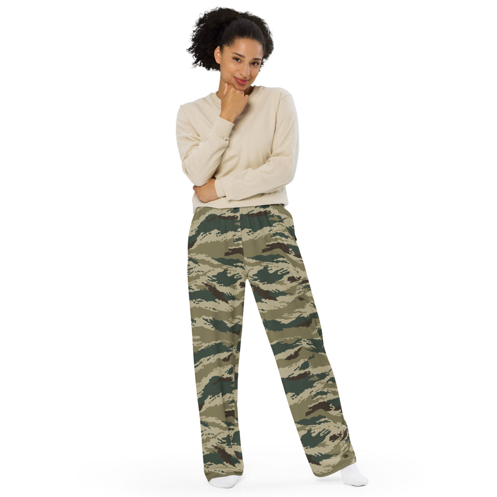 Russian Kamysh ANA Green Tiger CAMO unisex wide-leg pants - Unisex Wide-Leg Pants