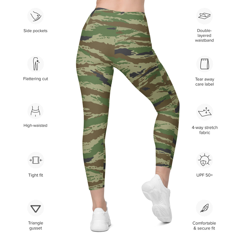 Russian Kamysh REX Tiger CAMO Leggings with pockets - Womens With Pockets