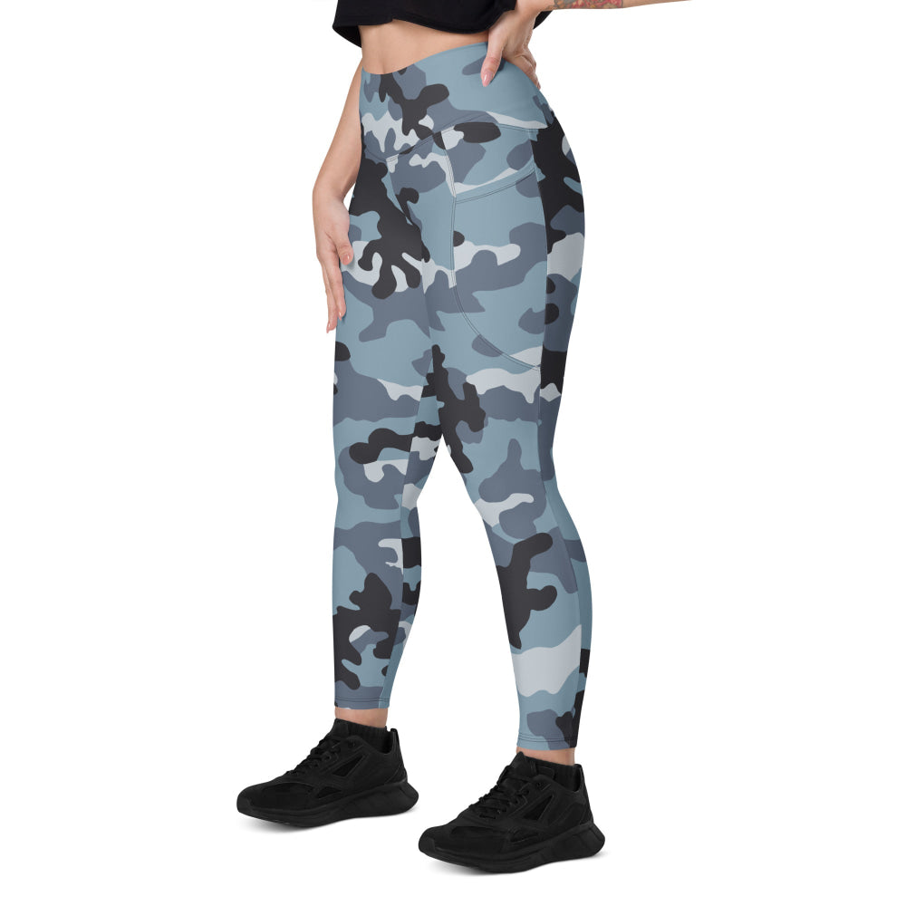 Russian KKO Urban Blue CAMO Leggings with pockets - Womens With Pockets