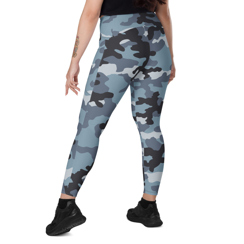 Russian KKO Urban Blue CAMO Leggings with pockets - Womens With Pockets