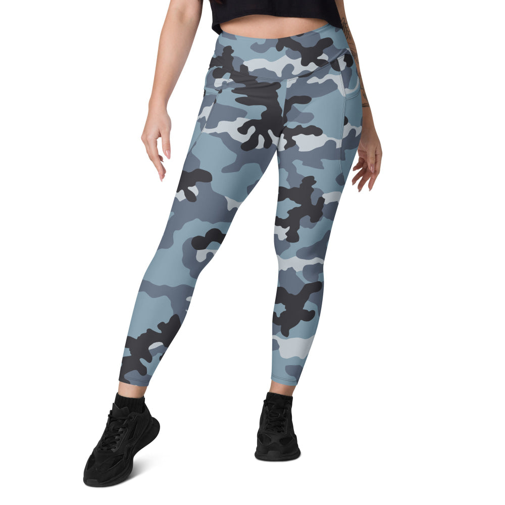 Russian KKO Urban Blue CAMO Leggings with pockets - Womens With Pockets