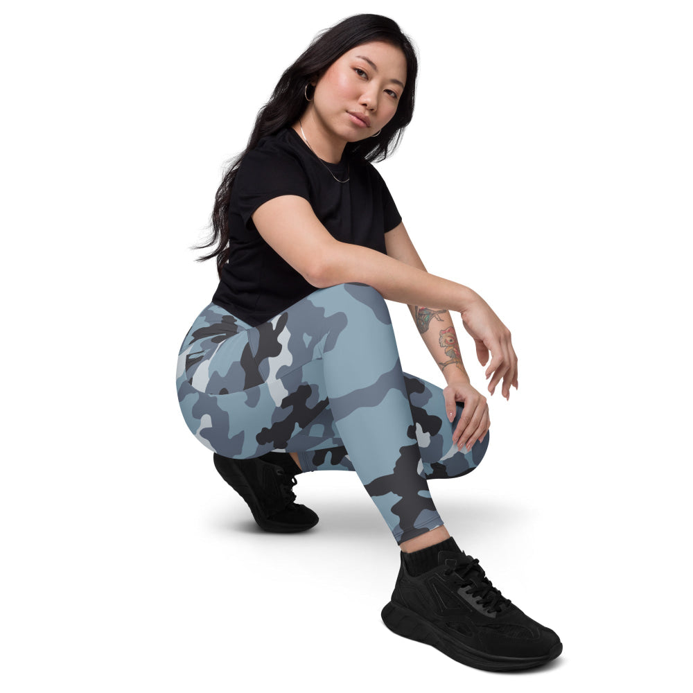 Russian KKO Urban Blue CAMO Leggings with pockets - Womens With Pockets