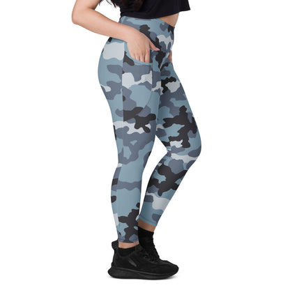 Russian KKO Urban Blue CAMO Leggings with pockets - Womens With Pockets