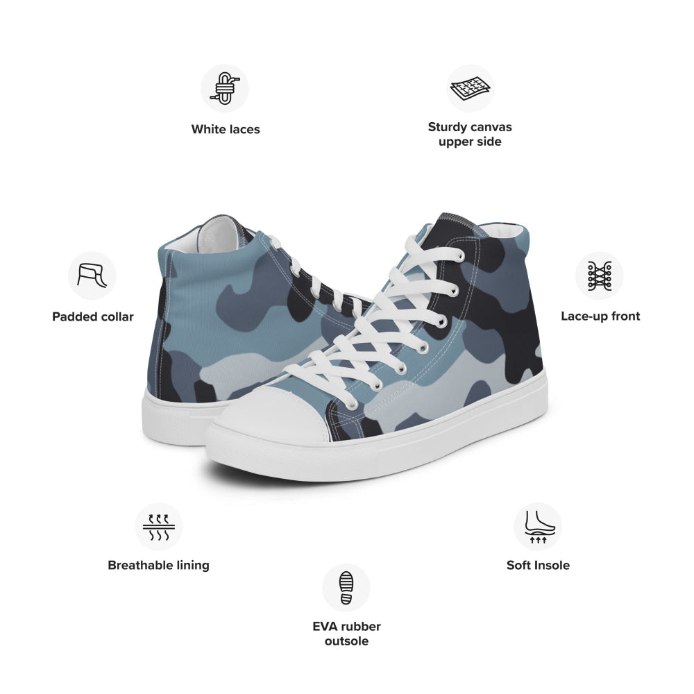 Russian KKO Urban Blue CAMO Men’s high top canvas shoes - Mens High Top Canvas Shoes