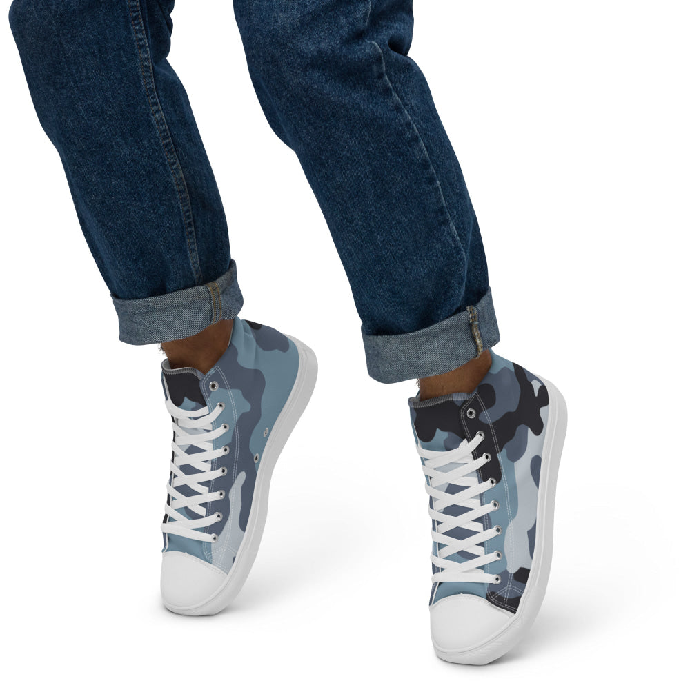 Russian KKO Urban Blue CAMO Men’s high top canvas shoes - Mens High Top Canvas Shoes