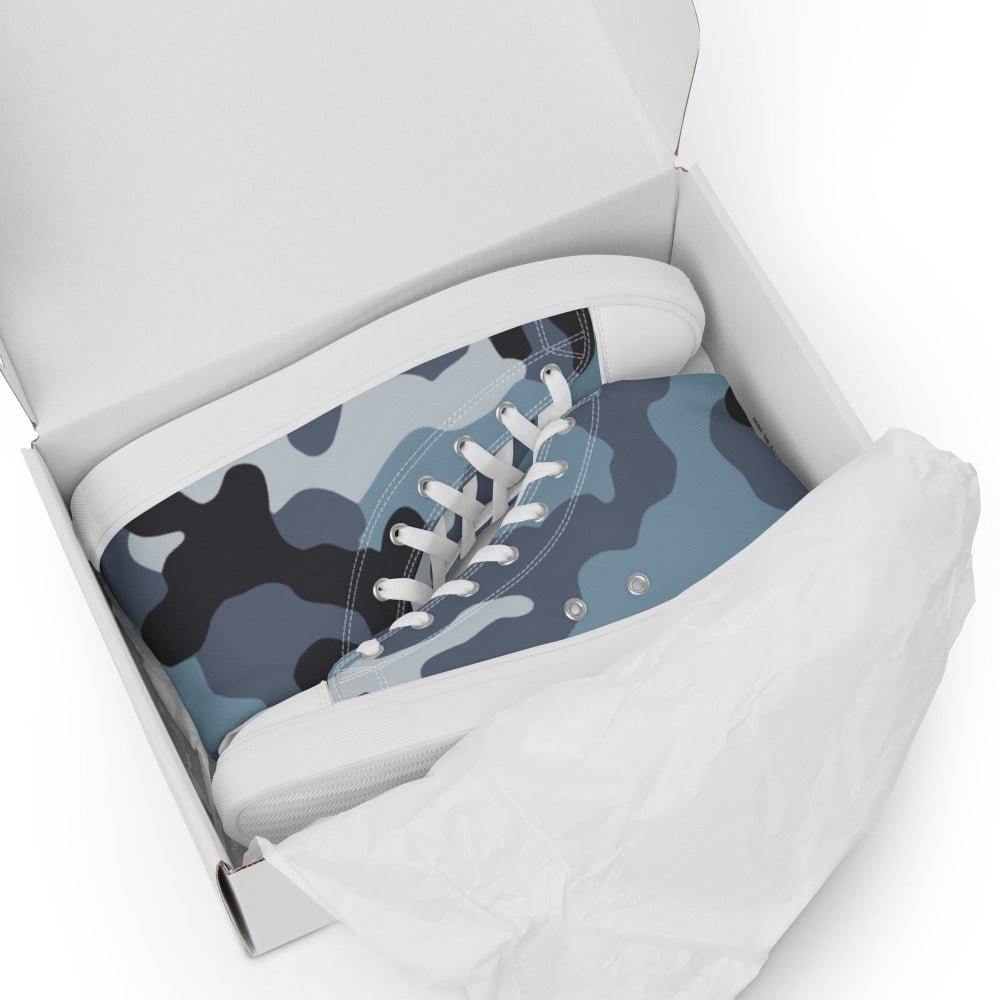 Russian KKO Urban Blue CAMO Men’s high top canvas shoes - Mens High Top Canvas Shoes