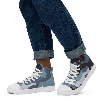 Russian KKO Urban Blue CAMO Men’s high top canvas shoes - Mens High Top Canvas Shoes