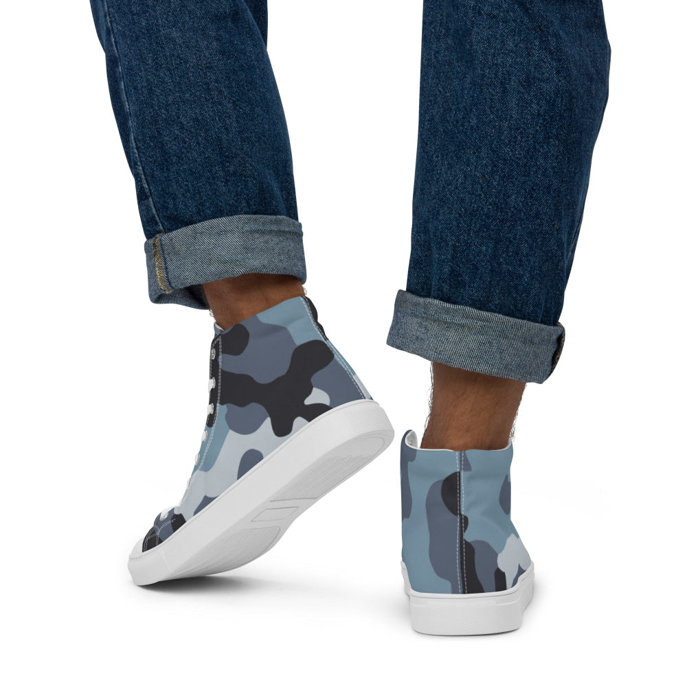 Russian KKO Urban Blue CAMO Men’s high top canvas shoes - Mens High Top Canvas Shoes