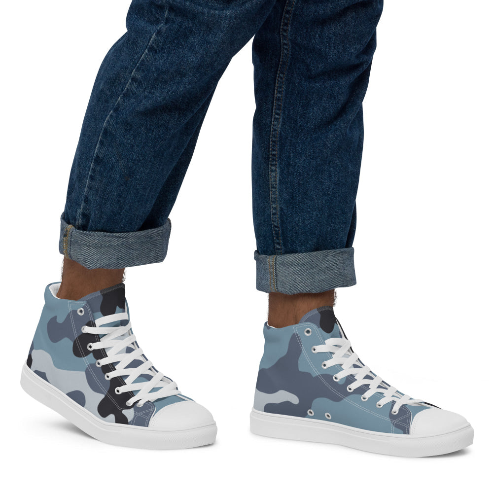 Russian KKO Urban Blue CAMO Men’s high top canvas shoes - Mens High Top Canvas Shoes