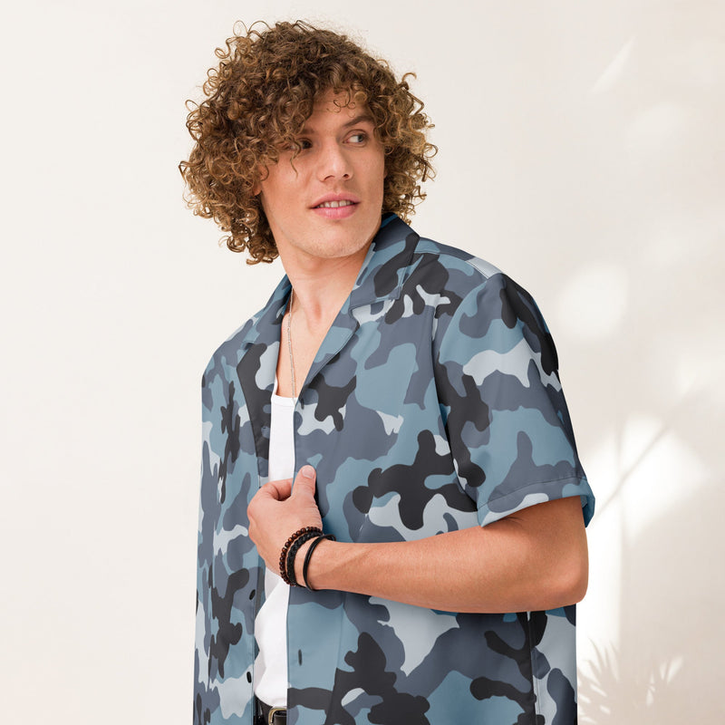 KKO Urban Blue Russian CAMO Unisex Short-Sleeve Button Shirt - Button-Up