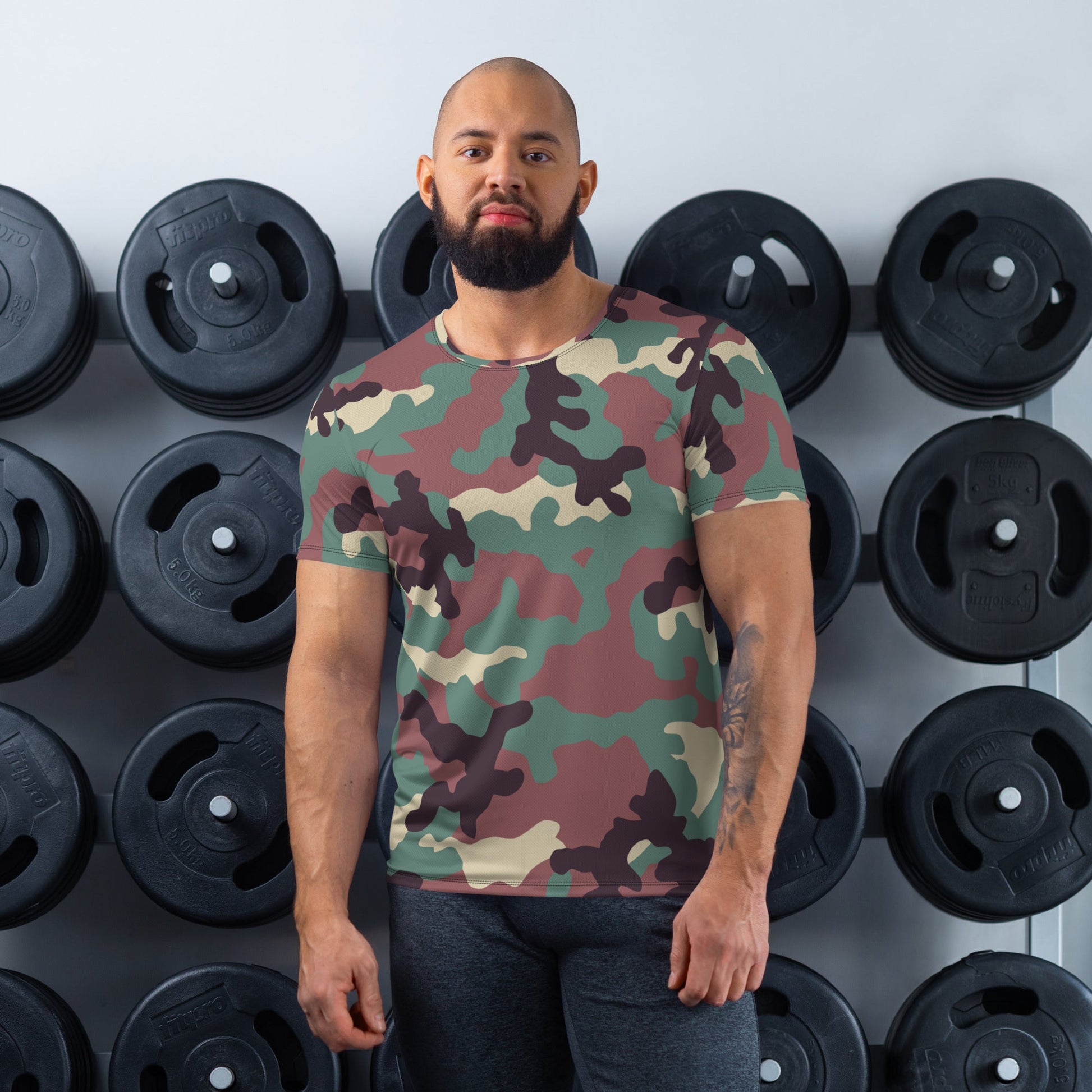 Russian KKO Woodland CAMO Mens Athletic T-shirt - XS - T-Shirts