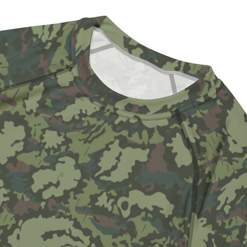 KLMK Red Dawn Woodland CAMO Mens Short-Sleeve Rash Guard - SS