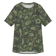 KLMK Red Dawn Woodland CAMO Mens Short-Sleeve Rash Guard - 2XS - SS