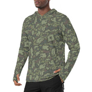 KLMK Red Dawn Woodland CAMO Mens Sunscreen Sports Hoodie With Thumb Holes