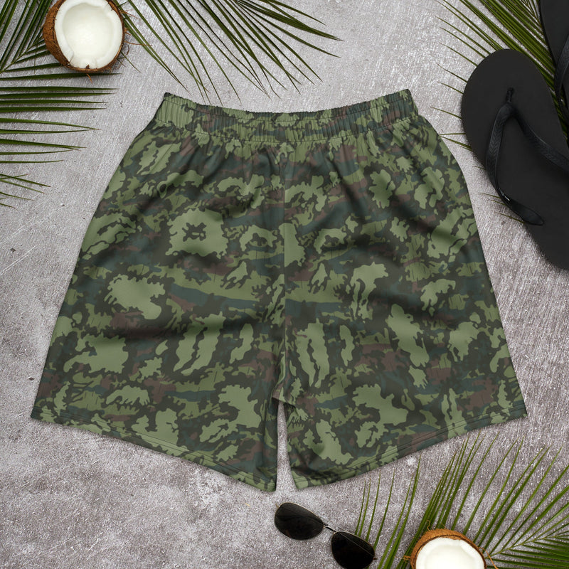 KLMK Red Dawn Woodland CAMO Unisex Athletic Long Shorts