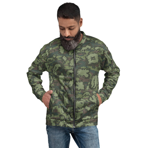 KLMK Red Dawn Woodland CAMO Unisex Bomber Jacket - XS