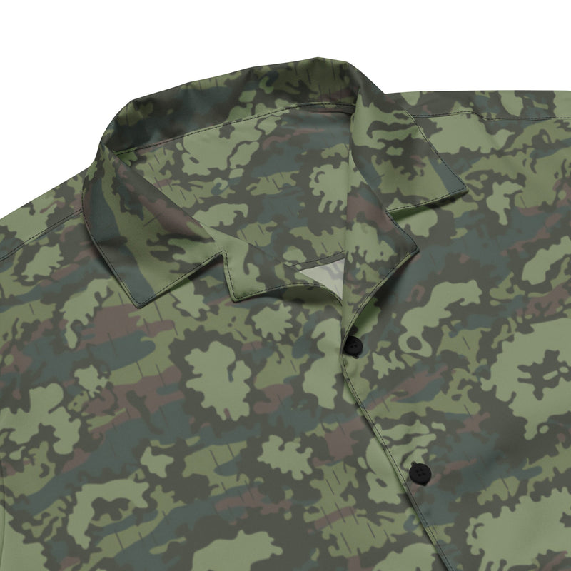 KLMK Red Dawn Woodland CAMO Unisex Short-Sleeve Button Shirt - Button-Up