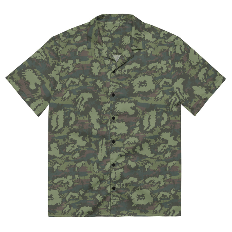 KLMK Red Dawn Woodland CAMO Unisex Short-Sleeve Button Shirt - 2XS - Button-Up