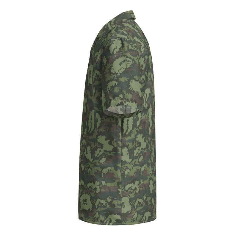 KLMK Red Dawn Woodland CAMO Unisex Short-Sleeve Button Shirt - Button-Up