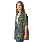 KLMK Red Dawn Woodland CAMO Unisex Short-Sleeve Button Shirt - Button-Up