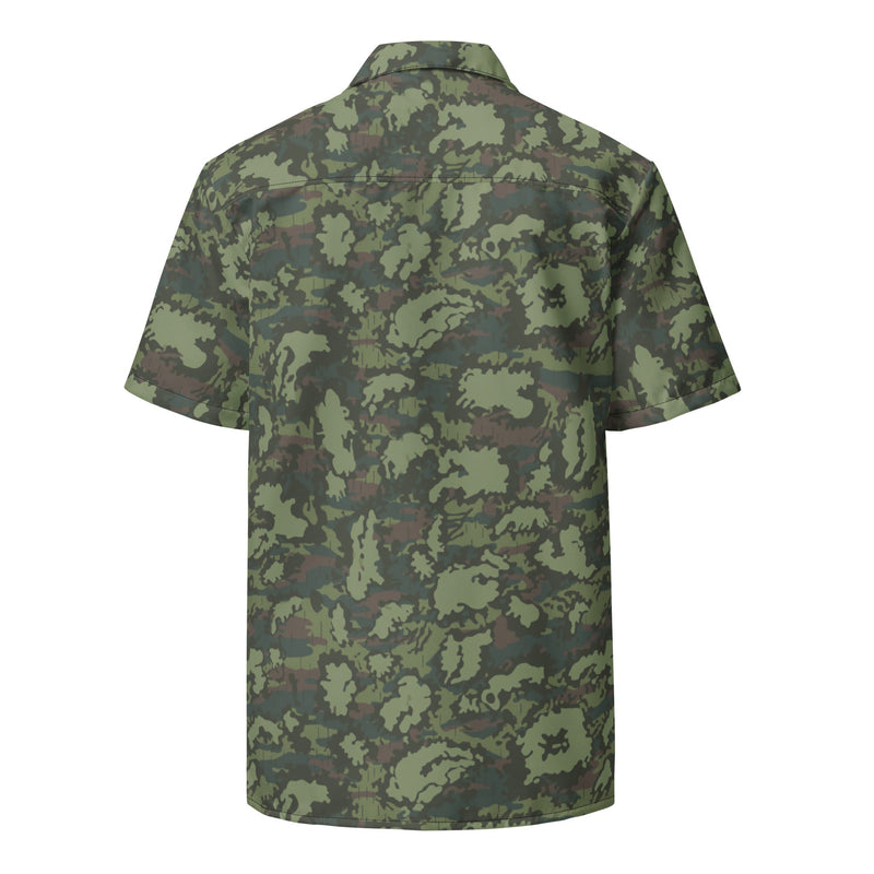 KLMK Red Dawn Woodland CAMO Unisex Short-Sleeve Button Shirt - Button-Up