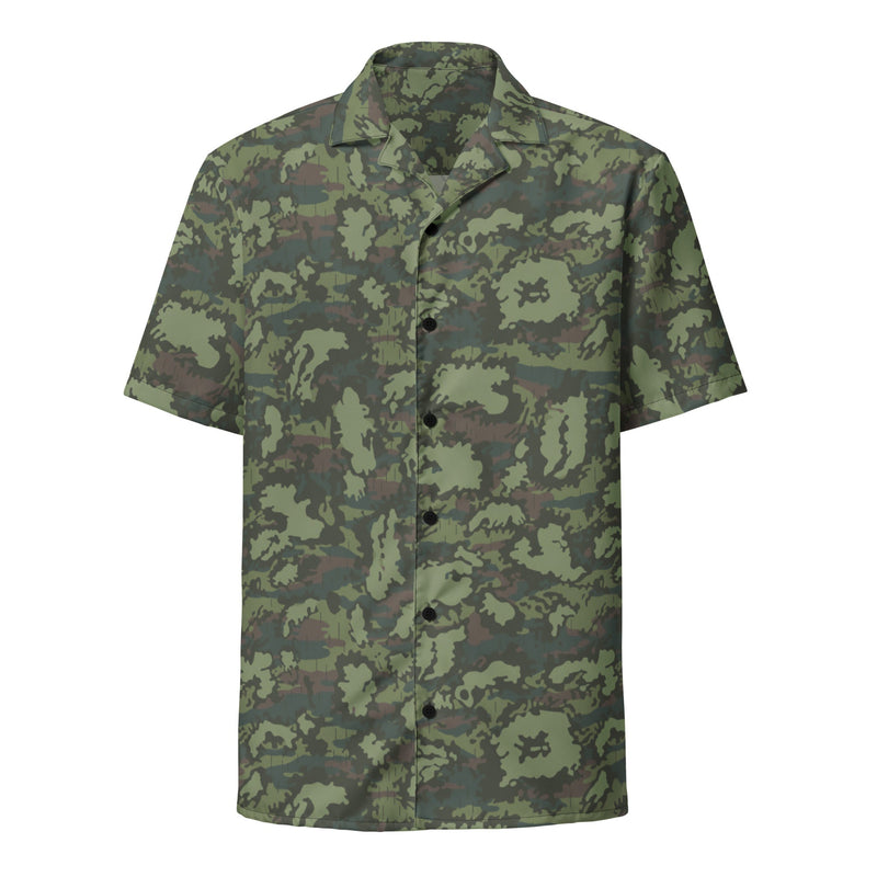 KLMK Red Dawn Woodland CAMO Unisex Short-Sleeve Button Shirt - Button-Up