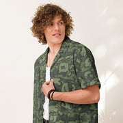KLMK Red Dawn Woodland CAMO Unisex Short-Sleeve Button Shirt - Button-Up