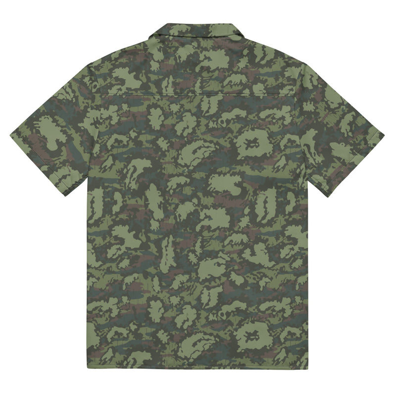 KLMK Red Dawn Woodland CAMO Unisex Short-Sleeve Button Shirt - Button-Up