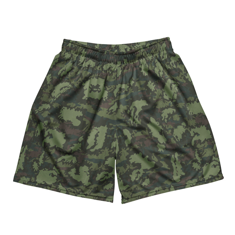 KLMK Red Dawn Woodland CAMO Unisex Mesh Shorts - 2XS