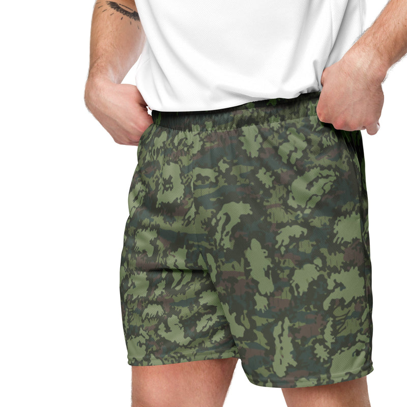 KLMK Red Dawn Woodland CAMO Unisex Mesh Shorts