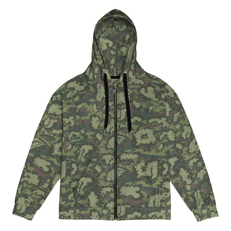 KLMK Red Dawn Woodland CAMO Unisex Zip Hoodie - 2XS