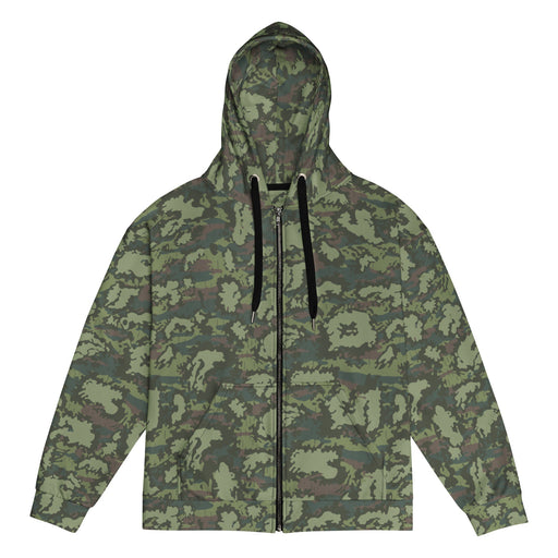 KLMK Red Dawn Woodland CAMO Unisex Zip Hoodie - 2XS