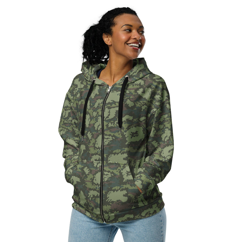 KLMK Red Dawn Woodland CAMO Unisex Zip Hoodie