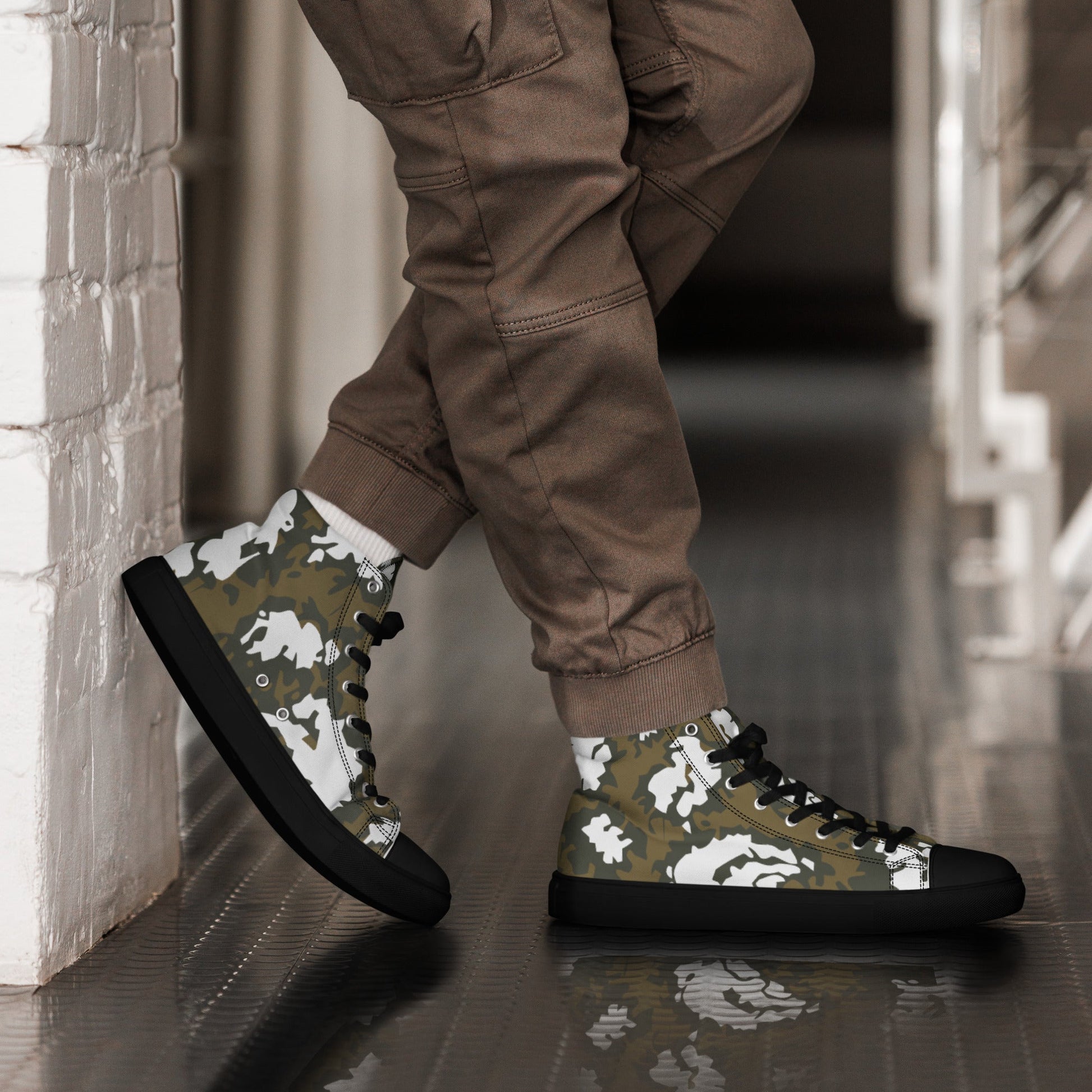 Russian KLMK Red Dawn BROWN Movie CAMO Mens high top canvas shoes - Black / 5 - High Top Canvas Shoes