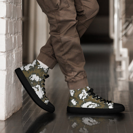 Russian KLMK Red Dawn BROWN Movie CAMO Mens high top canvas shoes - Black / 5 - High Top Canvas Shoes