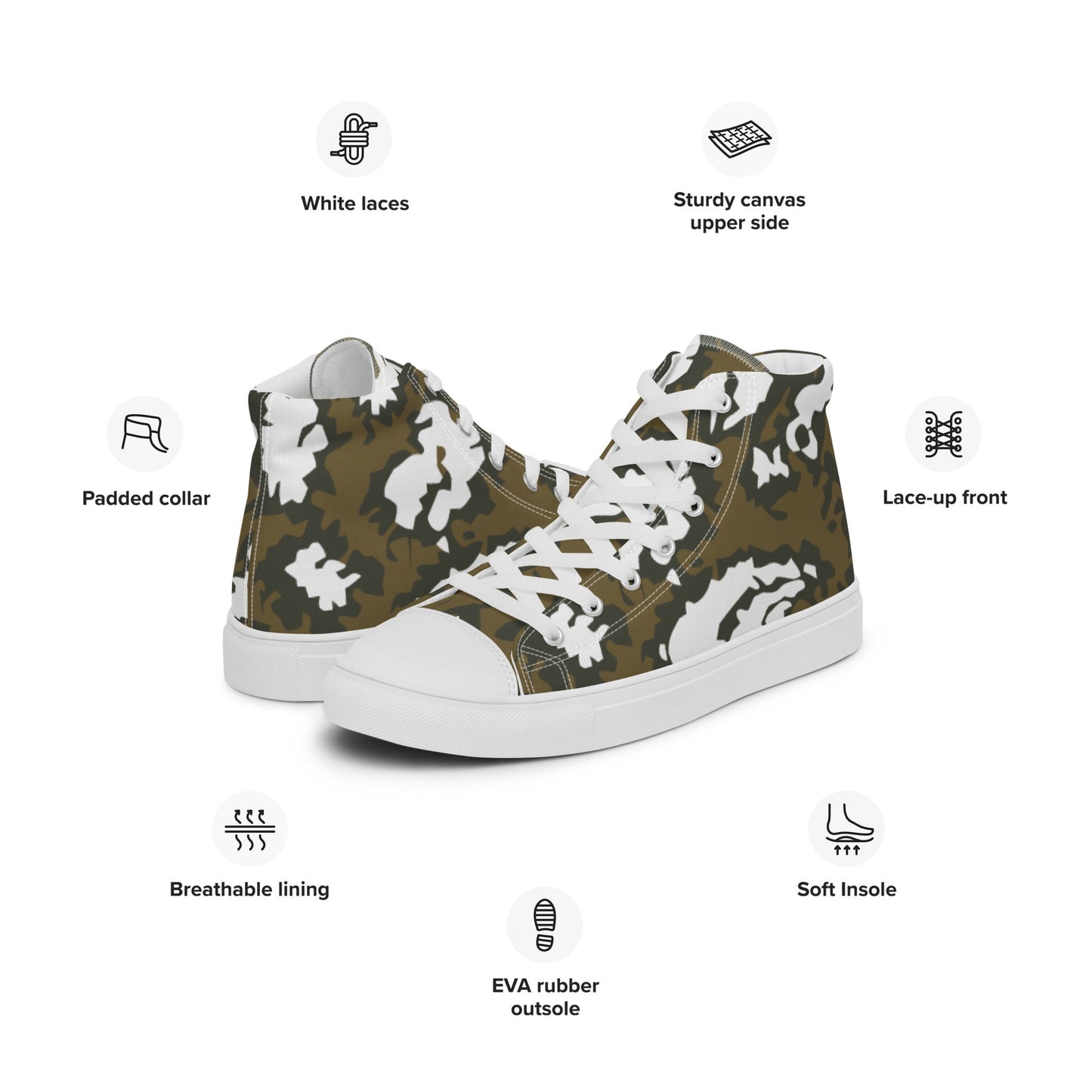 Russian KLMK Red Dawn BROWN Movie CAMO Mens high top canvas shoes - High Top Canvas Shoes