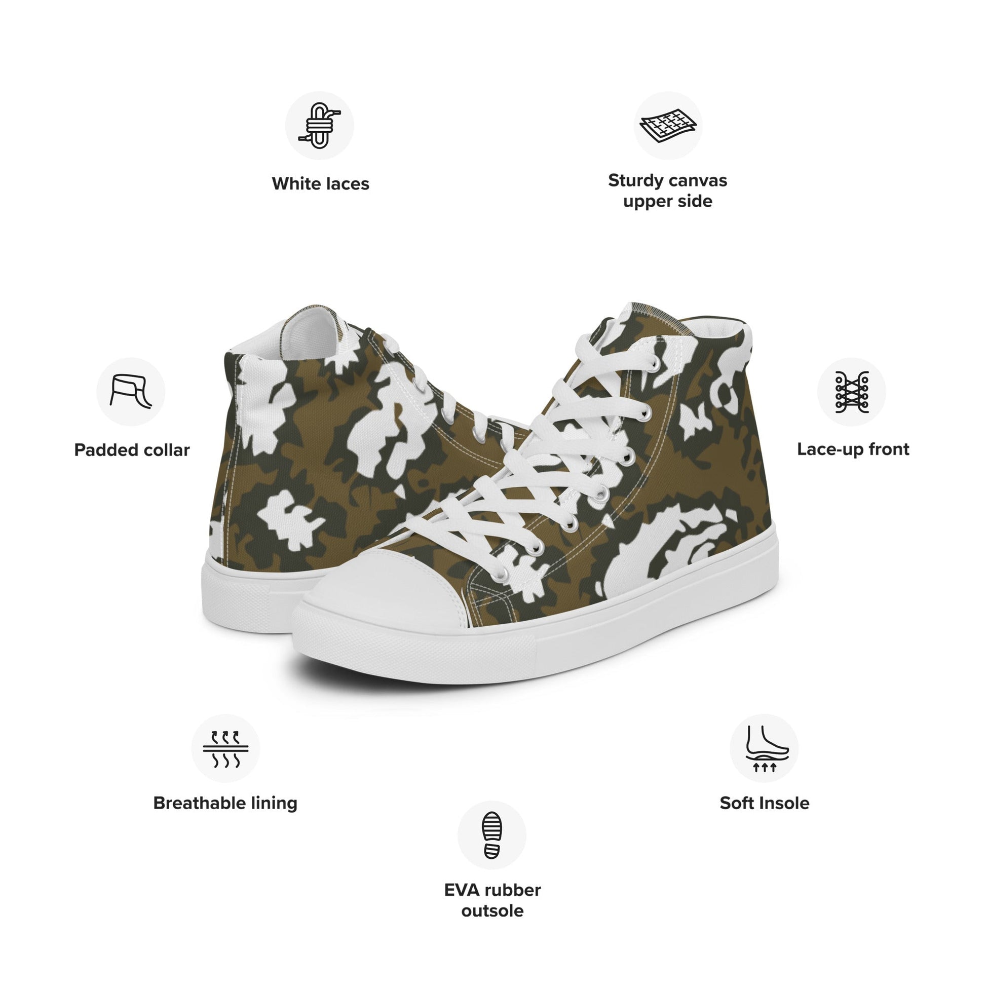 Russian KLMK Red Dawn BROWN Movie CAMO Mens high top canvas shoes - High Top Canvas Shoes