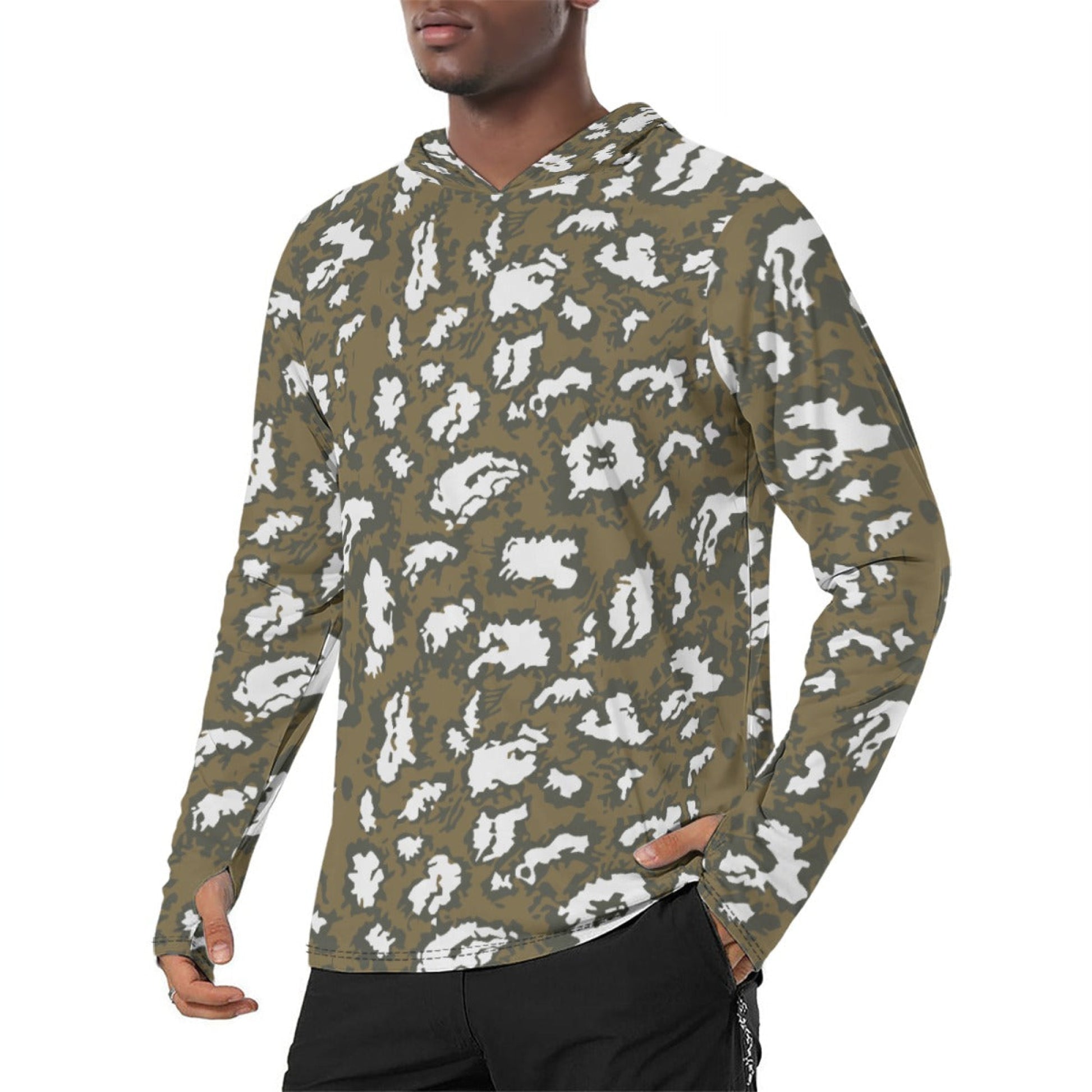 Russian KLMK Red Dawn Movie CAMO Mens Sunscreen Sports Hoodie With Thumb Holes S / White Hoodies