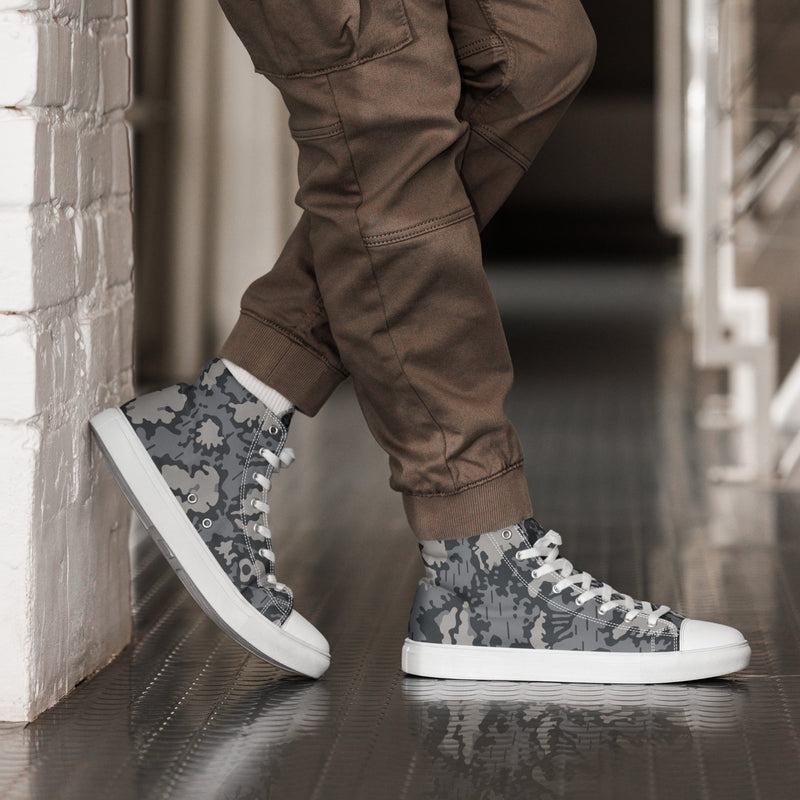 KLMK Red Dawn Urban CAMO Mens High-Top Canvas Shoes - White / 5