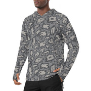KLMK Red Dawn Urban CAMO Mens Sunscreen Sports Hoodie With Thumb Holes