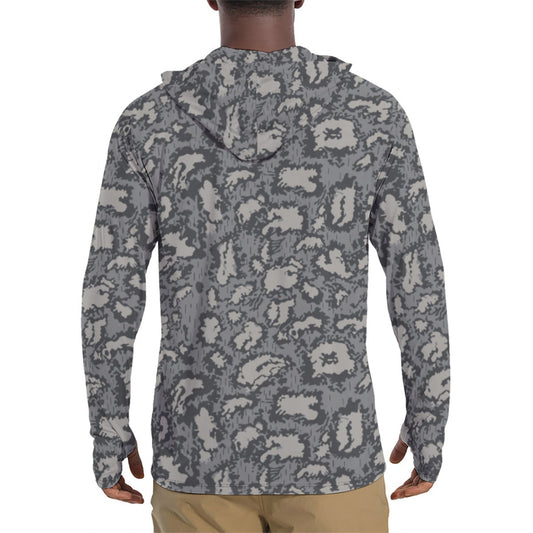 Russian KLMK Red Dawn Urban CAMO Mens Sunscreen Sports Hoodie With Thumb Holes - S / White