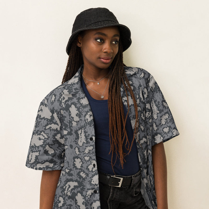 KLMK Red Dawn Urban CAMO Unisex Short-Sleeve Button Shirt - Button-Up
