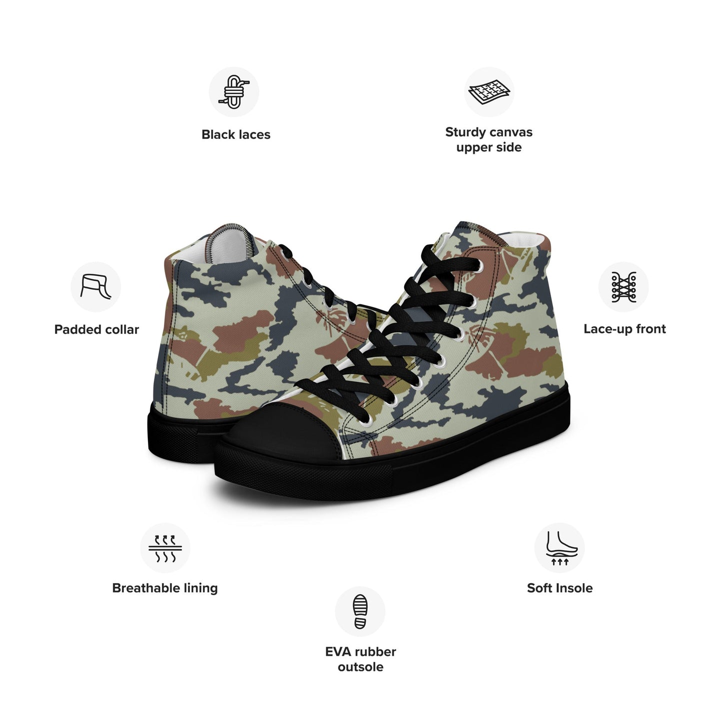 Russian KLMK Spetsnaz Tundra CAMO Mens high top canvas shoes - High Top Canvas Shoes