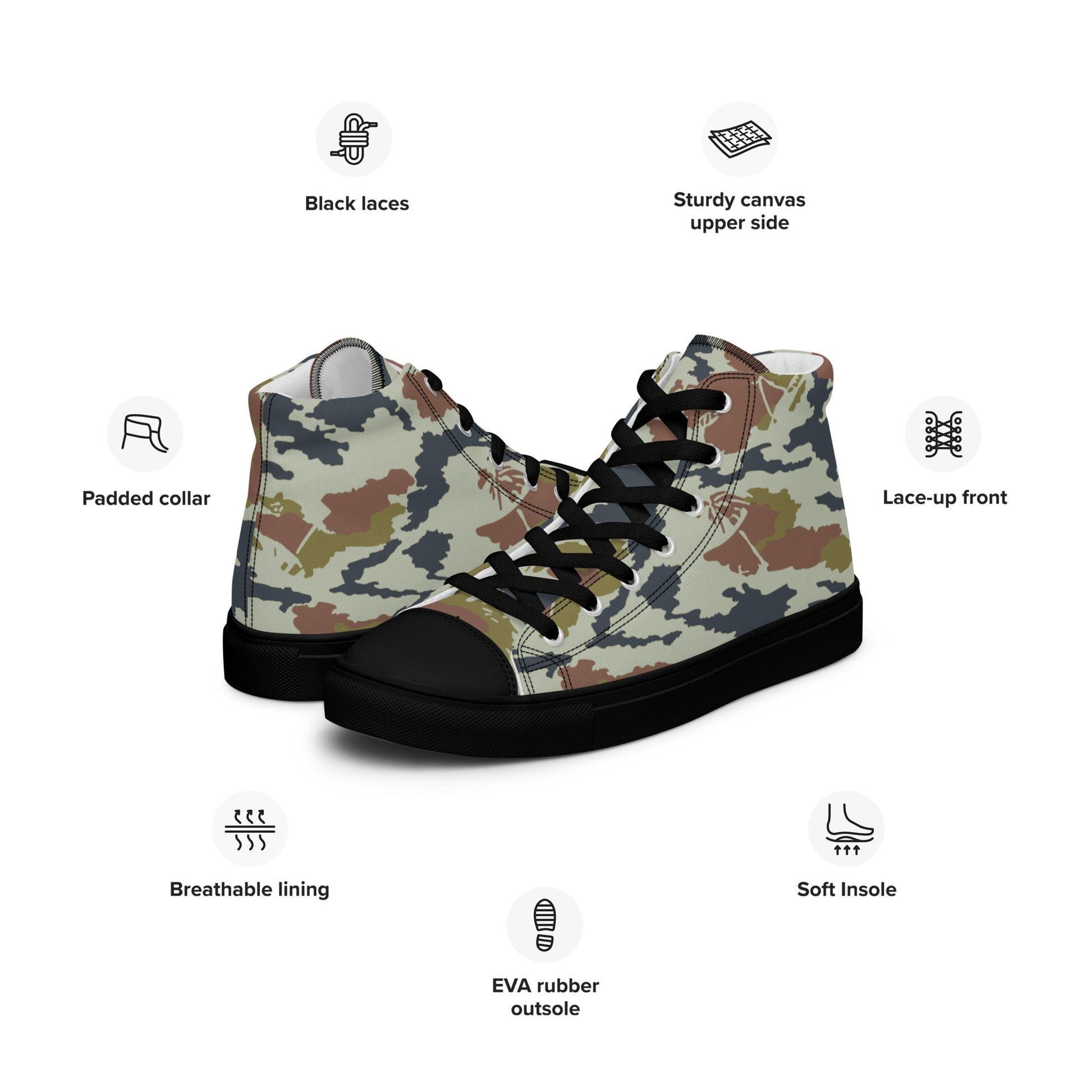 Russian KLMK Spetsnaz Tundra CAMO Mens high top canvas shoes - High Top Canvas Shoes