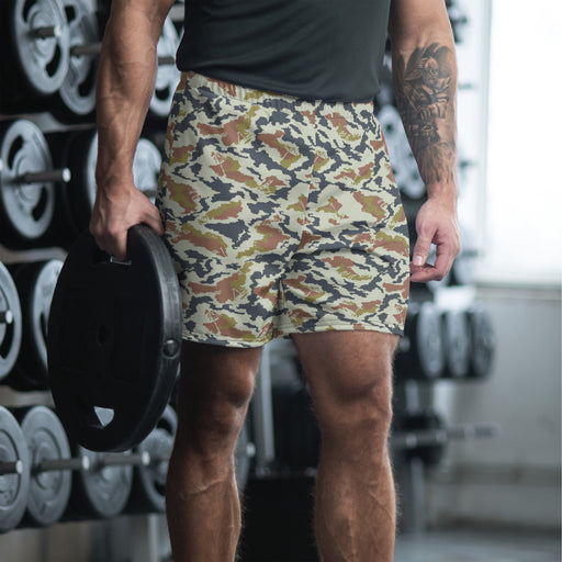KLMK Spetsnaz Tundra CAMO Unisex Athletic Long Shorts - 2XS